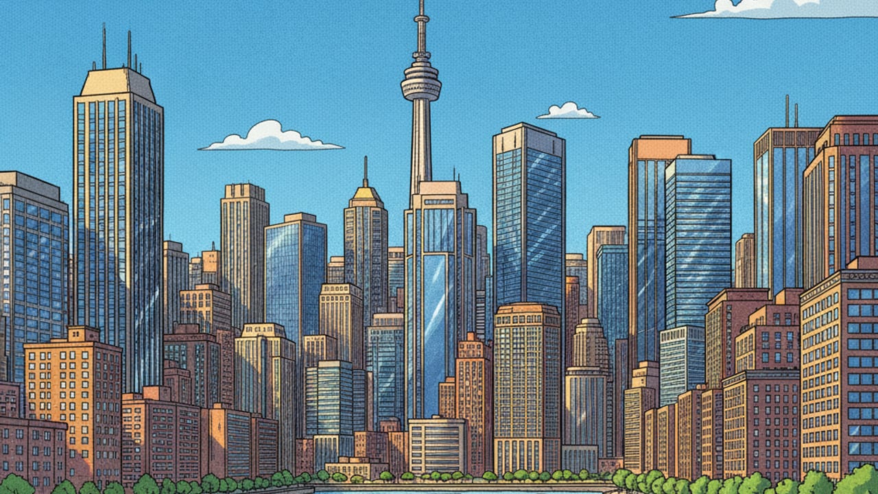 Cel-shaded illustration of Oklahoma City