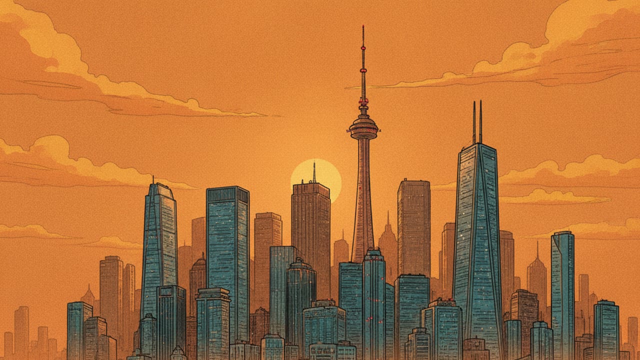 Cel-shaded illustration of Edmonton