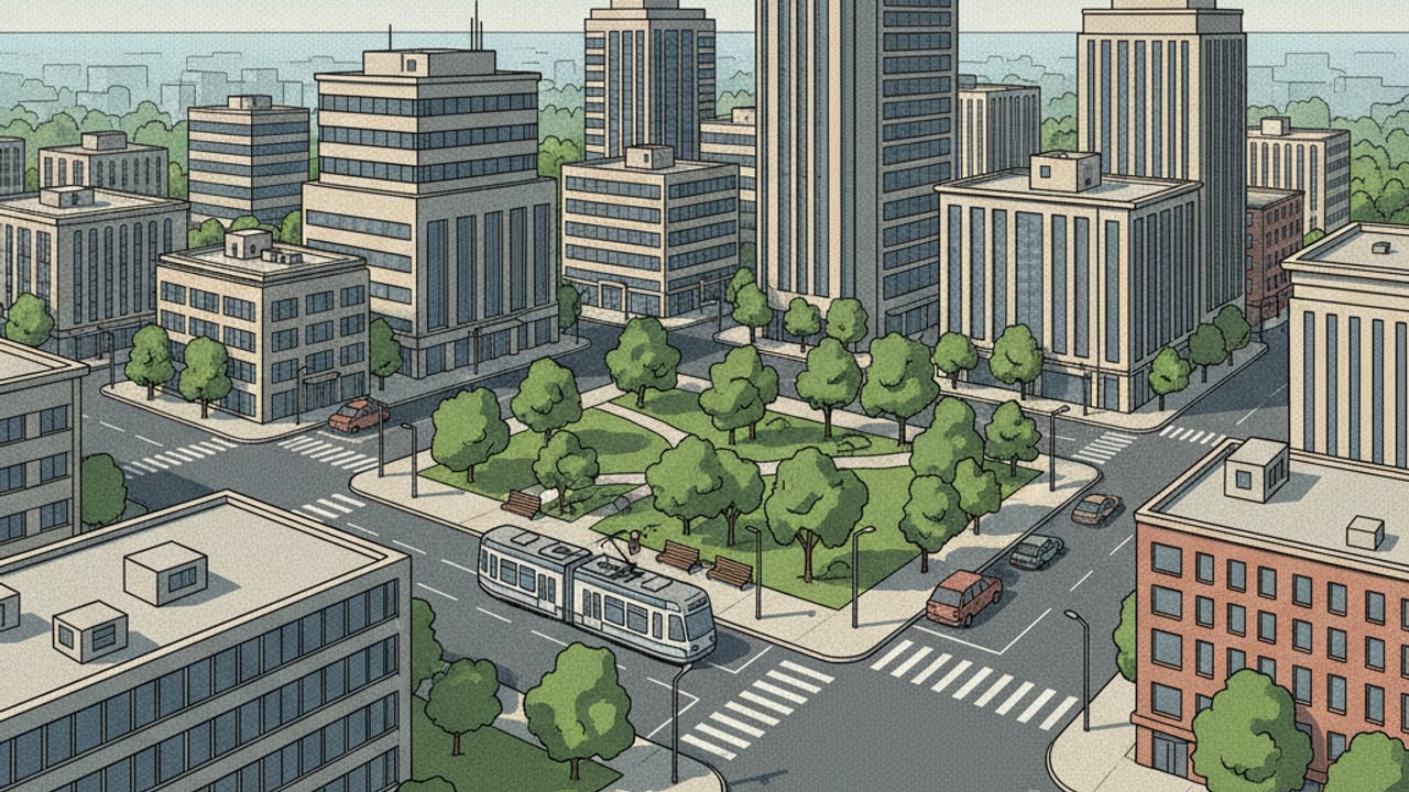 Cel-shaded illustration of Huntsville