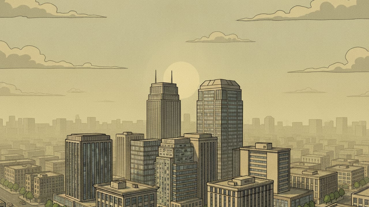 Cel-shaded illustration of Williamsburg