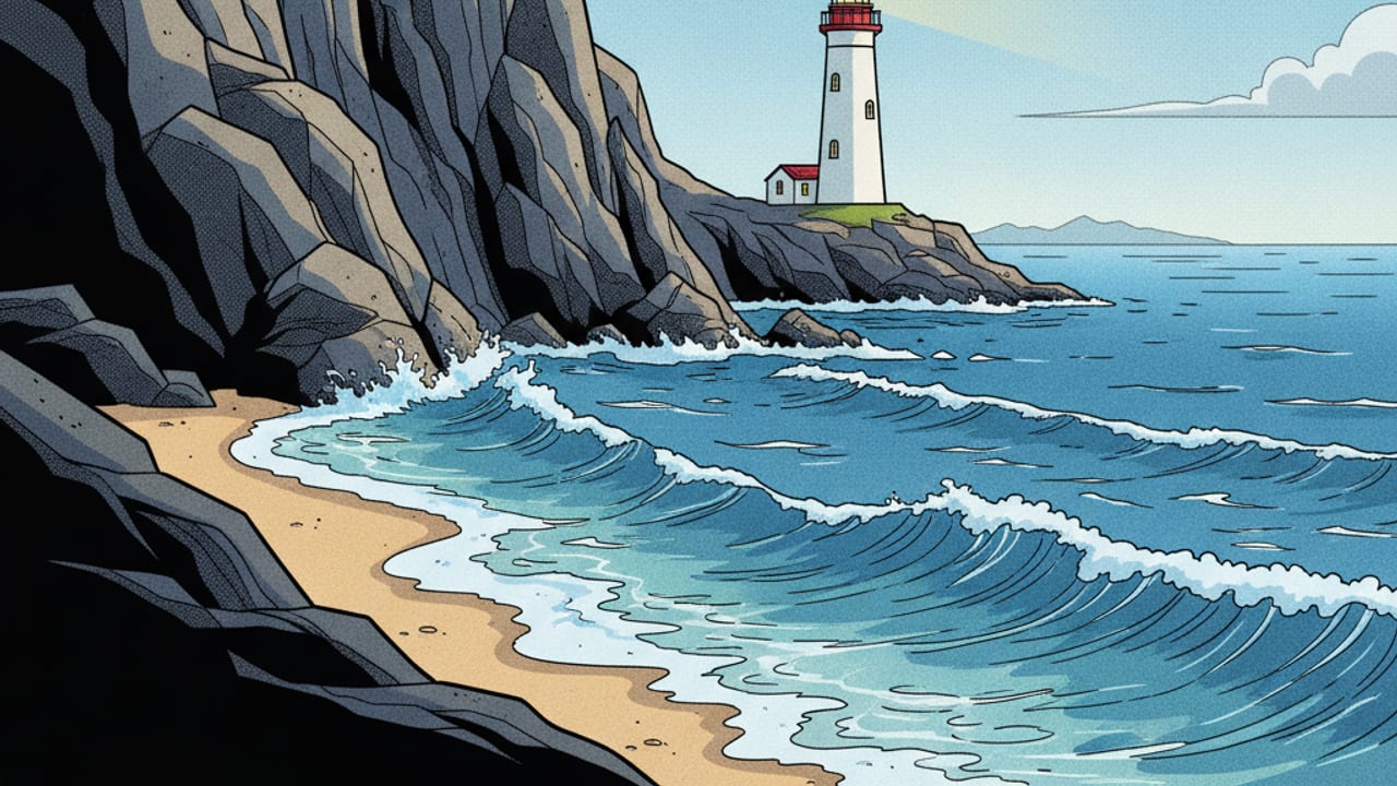 Cel-shaded illustration of Powell River