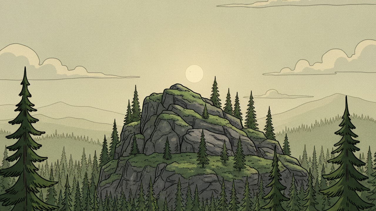 Cel-shaded illustration of Sunriver