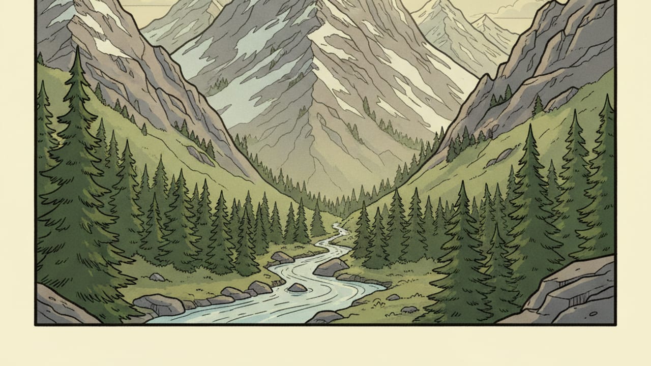 Cel-shaded illustration of Canmore