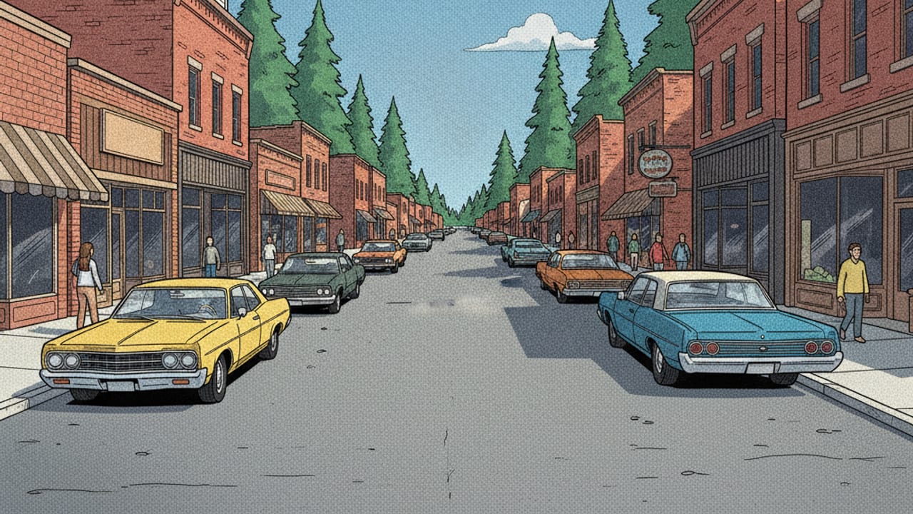 Cel-shaded illustration of Vanderhoof