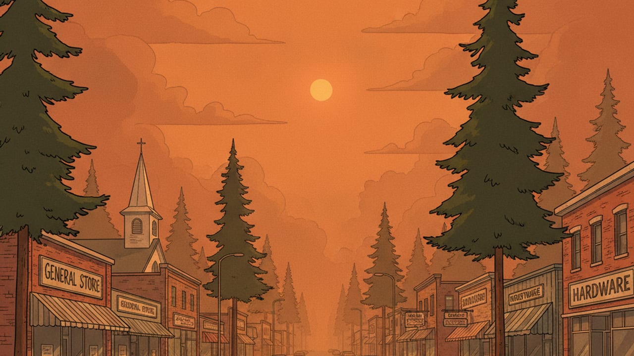 Cel-shaded illustration of Fort Saskatchewan